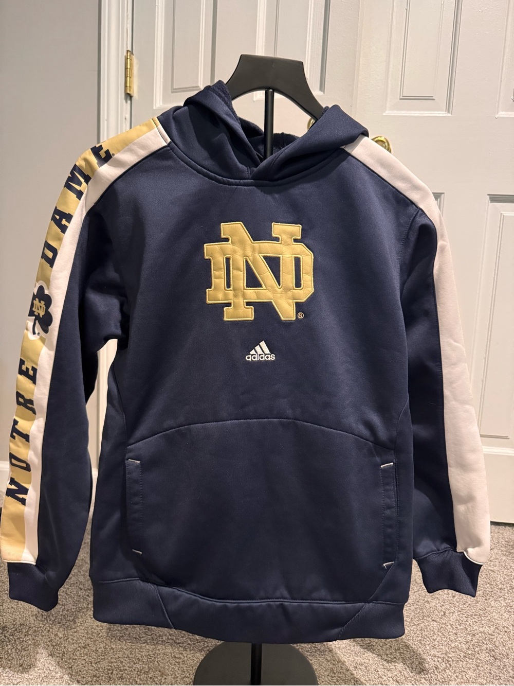 adidas Men's Navy & Gold Notre Dame Crewneck Hoodie